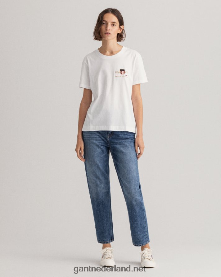 GANT vrouwen wit archief schild t-shirt R48460618