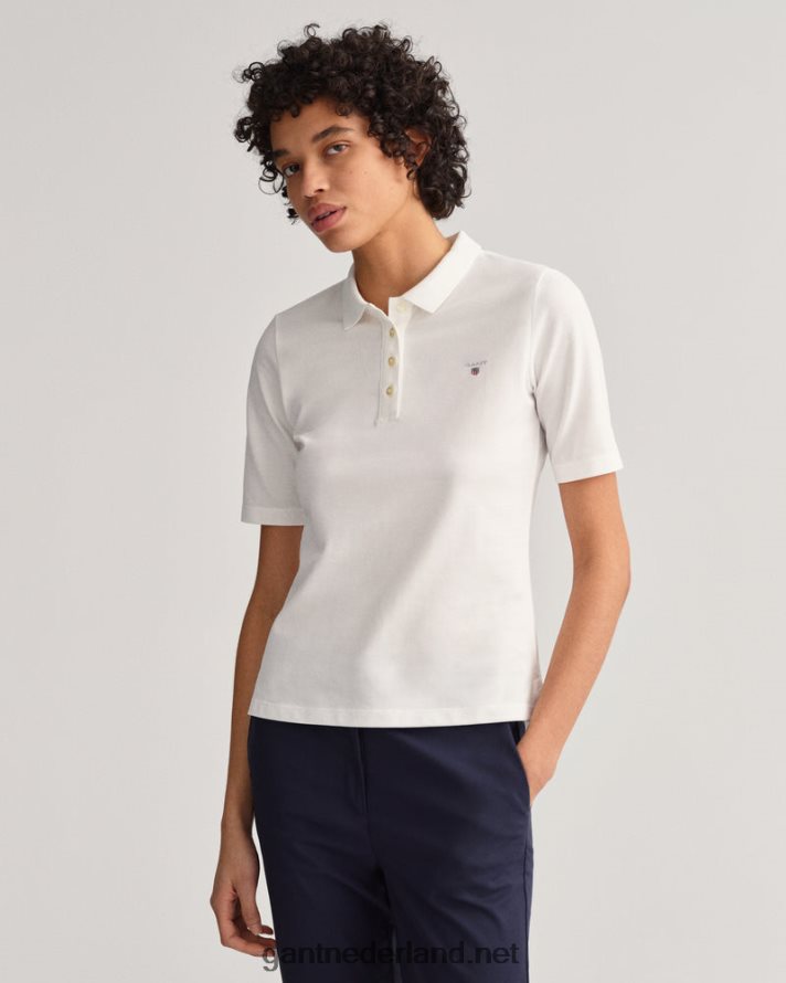 GANT vrouwen wit origineel piqué poloshirt met lange korte mouwen R48460622