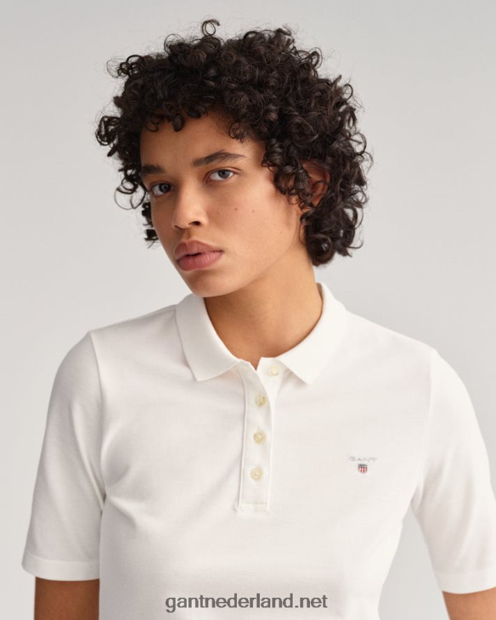 GANT vrouwen wit origineel piqué poloshirt met lange korte mouwen R48460622