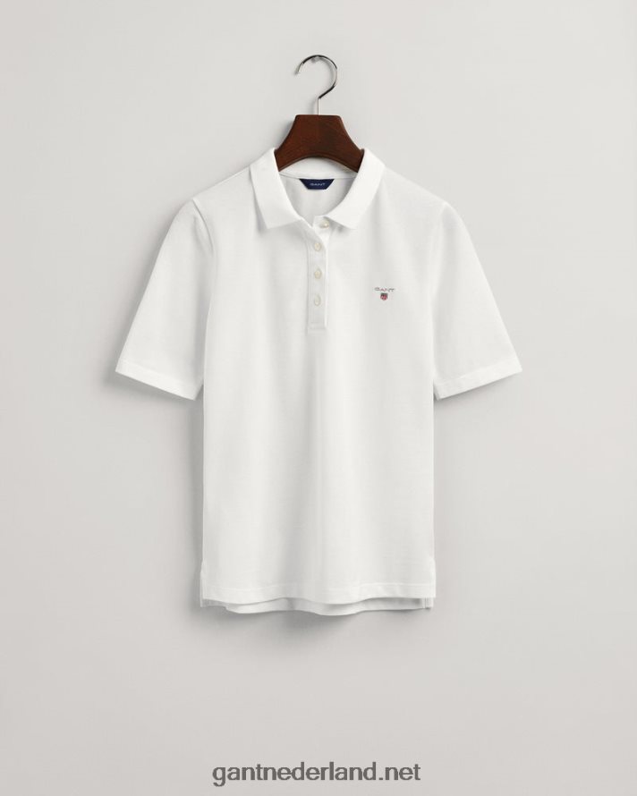 GANT vrouwen wit origineel piqué poloshirt met lange korte mouwen R48460622