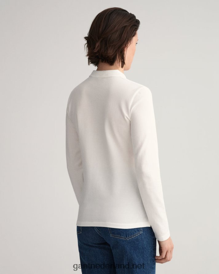 GANT vrouwen wit origineel piqué poloshirt met lange mouwen R48460630