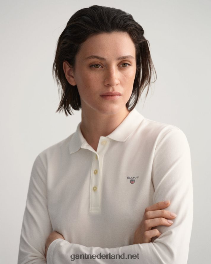 GANT vrouwen wit origineel piqué poloshirt met lange mouwen R48460630