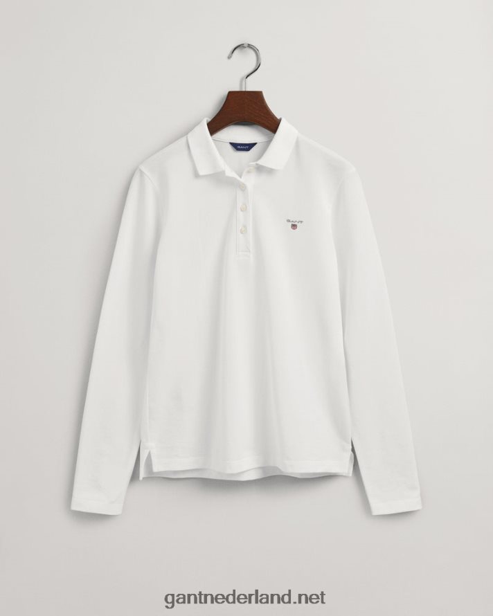 GANT vrouwen wit origineel piqué poloshirt met lange mouwen R48460630
