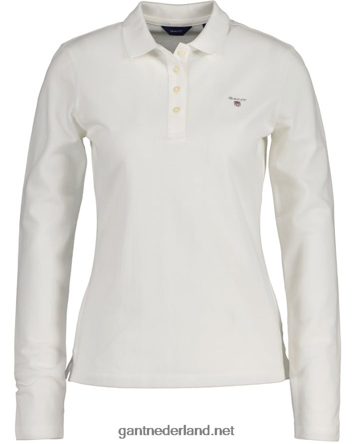 GANT vrouwen wit origineel piqué poloshirt met lange mouwen R48460630