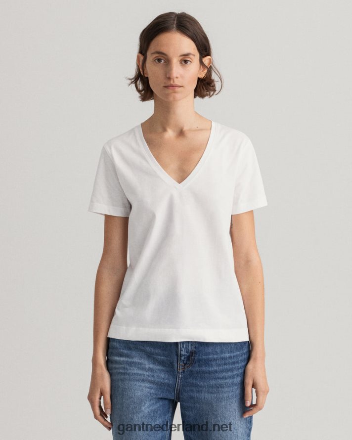 GANT vrouwen wit origineel v-hals t-shirt R48460614