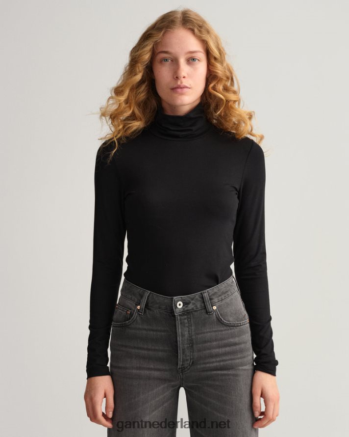 GANT vrouwen zwart jersey coltrui met lange mouwen R48460627