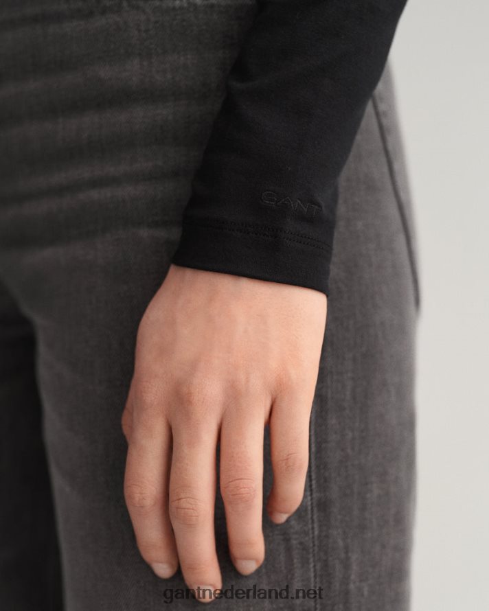 GANT vrouwen zwart jersey coltrui met lange mouwen R48460627