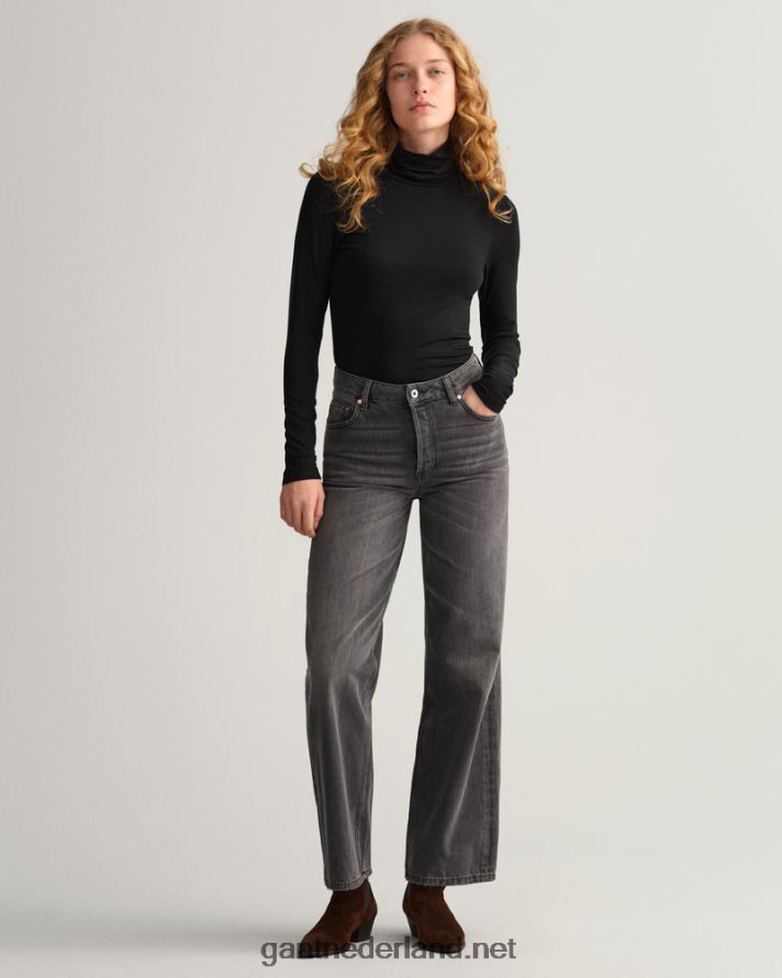 GANT vrouwen zwart jersey coltrui met lange mouwen R48460627