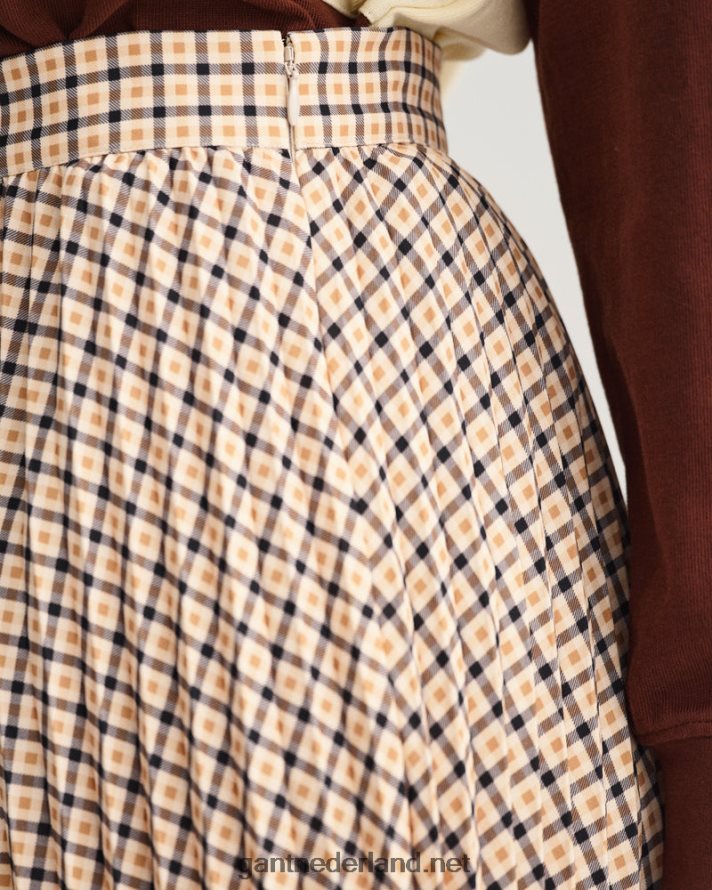 GANT vrouwen toffee-beige geruite plooirok R48460651