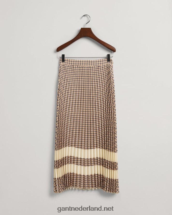 GANT vrouwen toffee-beige geruite plooirok R48460651