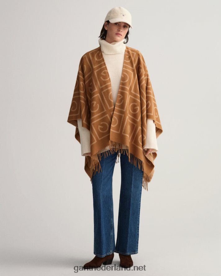 GANT vrouwen toffee-beige icoon g poncho R48460785