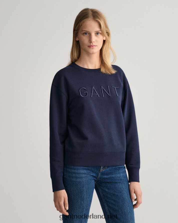 GANT vrouwen avond blauw tonale trui met ronde hals R48460710