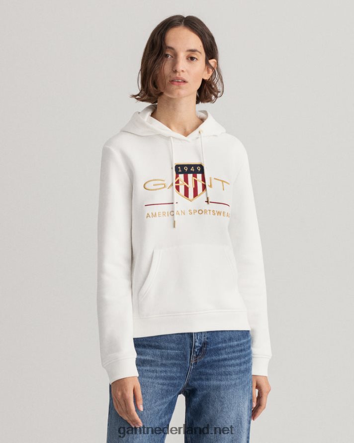 GANT vrouwen eierschaal sweatshirt met capuchon voor dames R48460723
