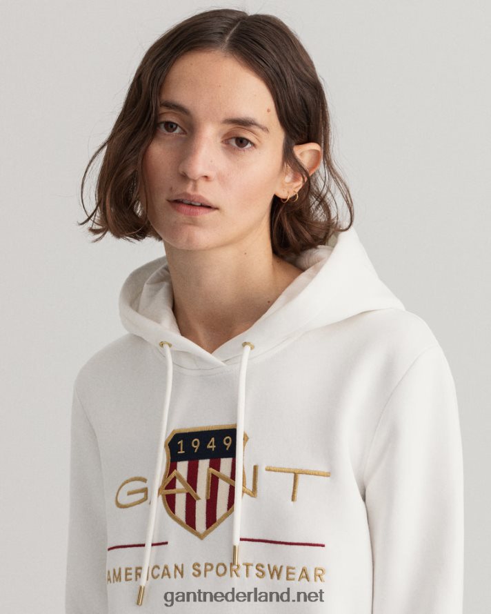 GANT vrouwen eierschaal sweatshirt met capuchon voor dames R48460723