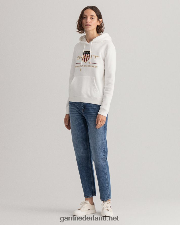 GANT vrouwen eierschaal sweatshirt met capuchon voor dames R48460723