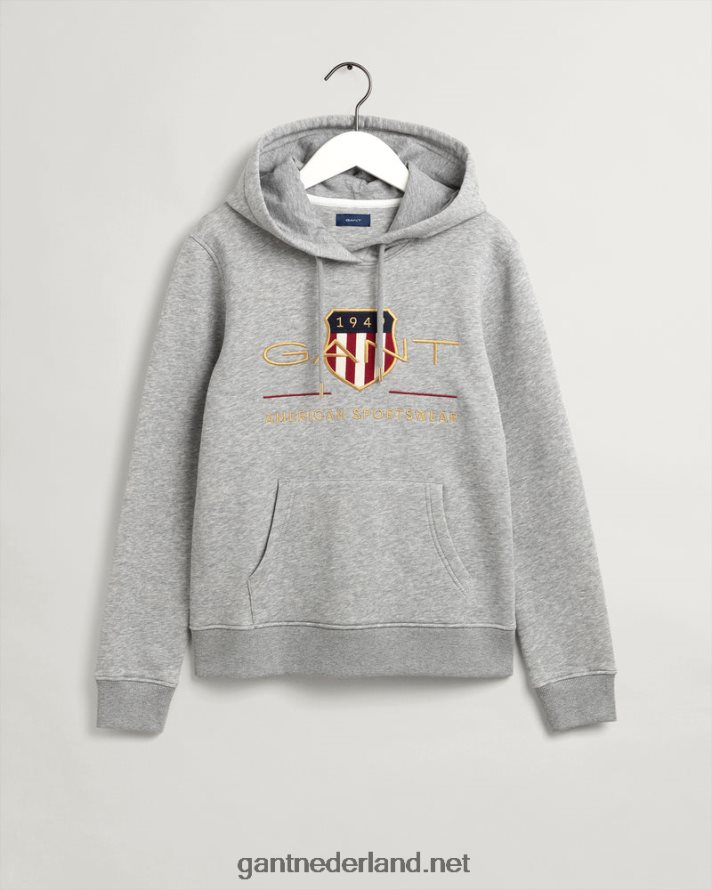 GANT vrouwen grijs gemêleerd sweatshirt met capuchon voor dames R48460724
